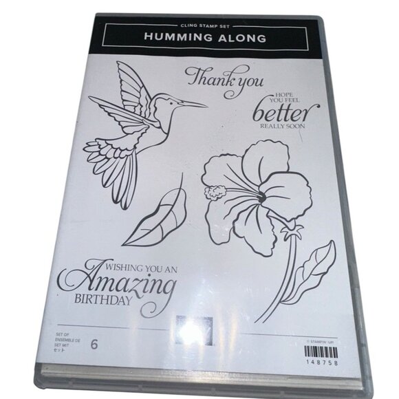 Stampin Up HUMMING ALONG Hummingbird Bird Rubber Stamps Set - Picture 1 of 4